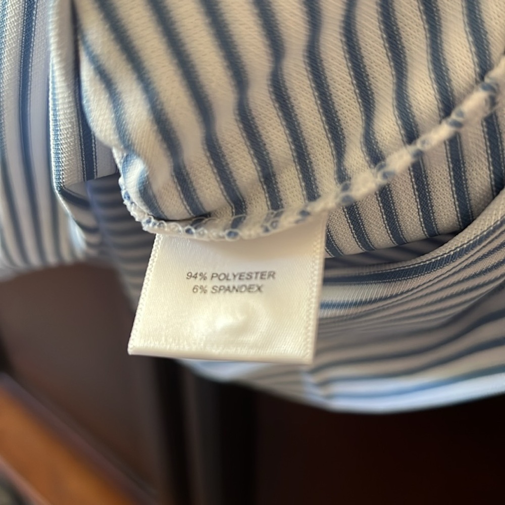 Brand New Peter Millar Crown Crafted Blue & White Striped Stretch Golf ⛳ Polo! - Picture 12 of 14